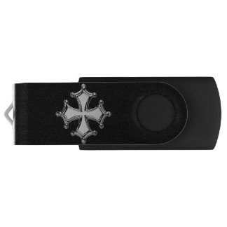 Key USB occitan Cross black and white Flash Drive