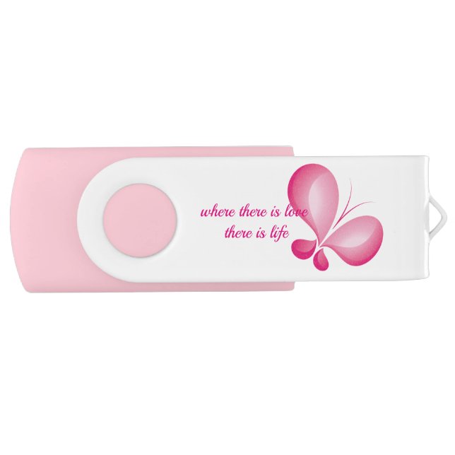 Key USB White, 8 GB, Pink Pastel Flash Drive (Front)