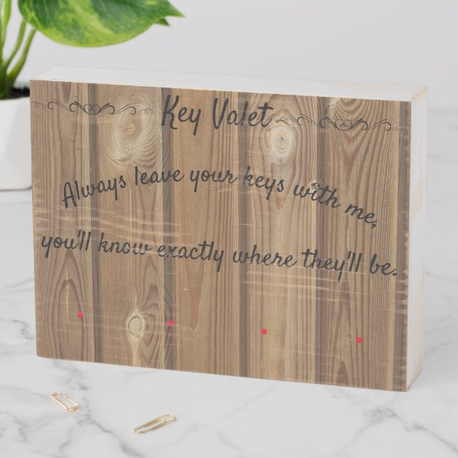 Key Valet DIY 4 Hook Wall Mount Key Holder V5 Wooden Box Sign (In Situ Horizontal)