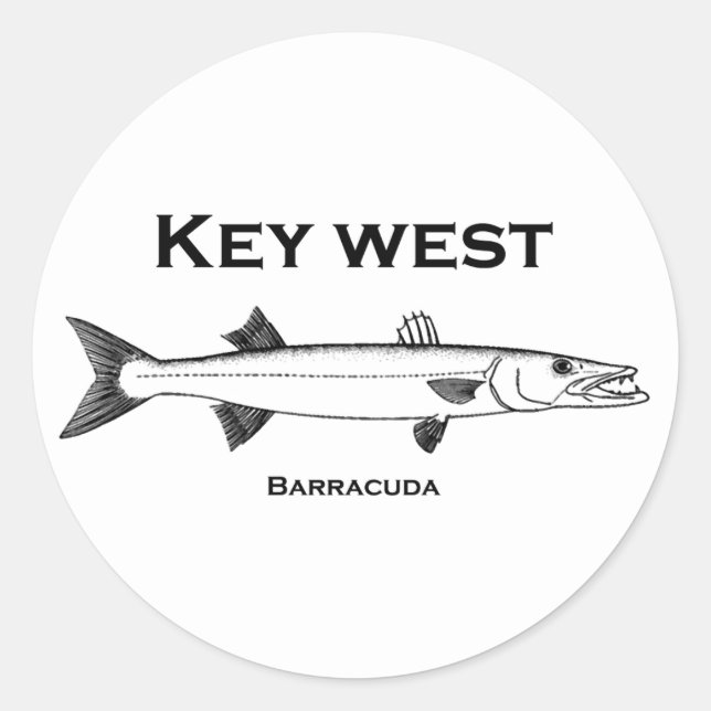 Key West Barracuda Classic Round Sticker (Front)