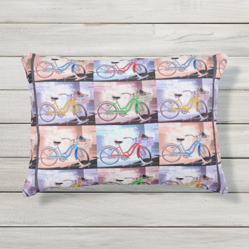 Key West Bicycle Pattern Outdoor Pillow