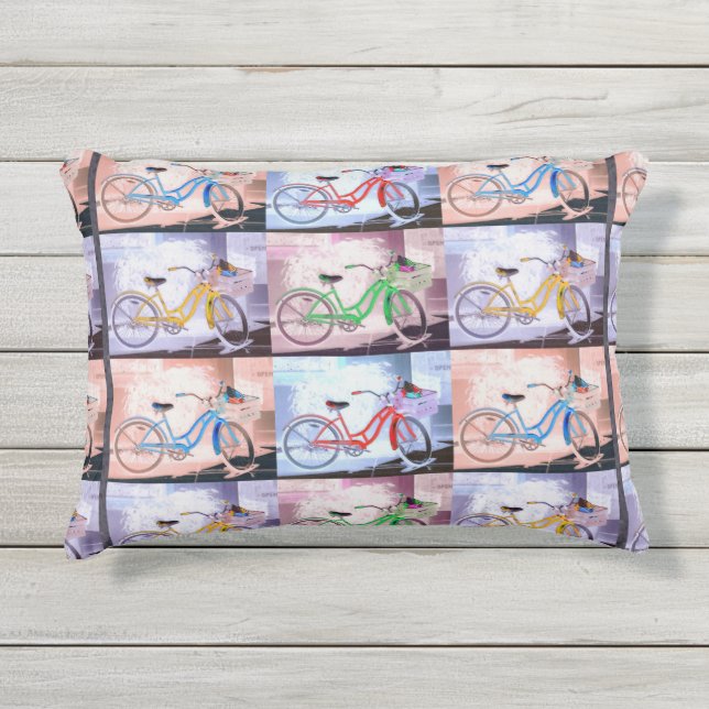 Key West Bicycle Pattern Outdoor Pillow (Front)