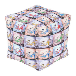 Key West Bicycle Pattern Outdoor Pouf