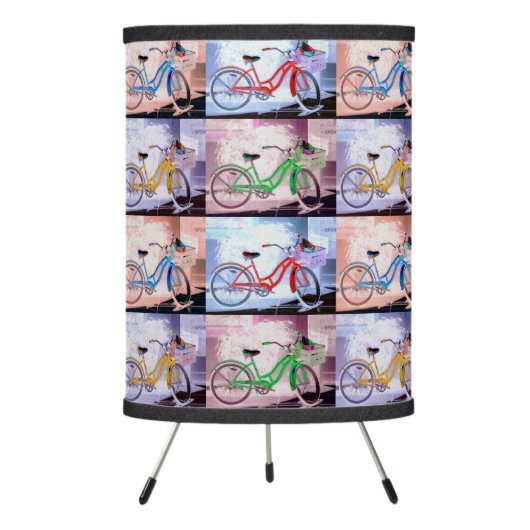 Key West Bicycle Pattern Tripod Lamp (Front)