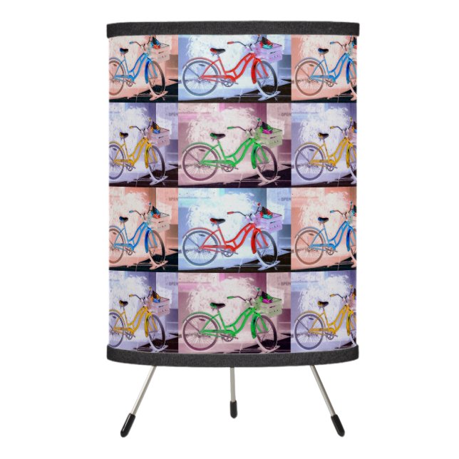Key West Bicycle Pattern Tripod Lamp (Front)
