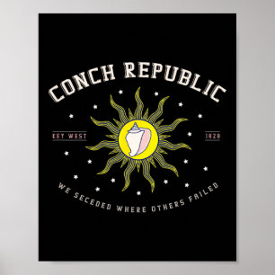 Key West Conch Republic Florida Scuba Fishing Gift Poster