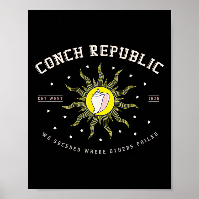 Key West Conch Republic Florida Scuby Fishing Gift Poster (Front)