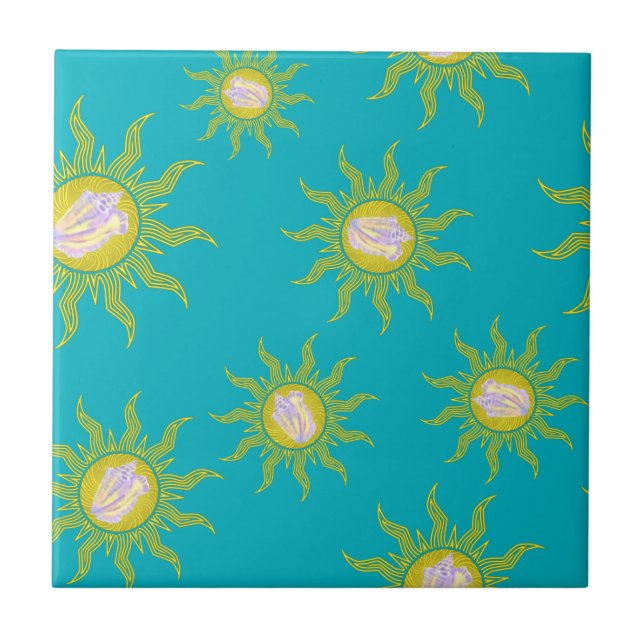 Key West Conch Republic Sun Summer Ceramic Tile (Front)