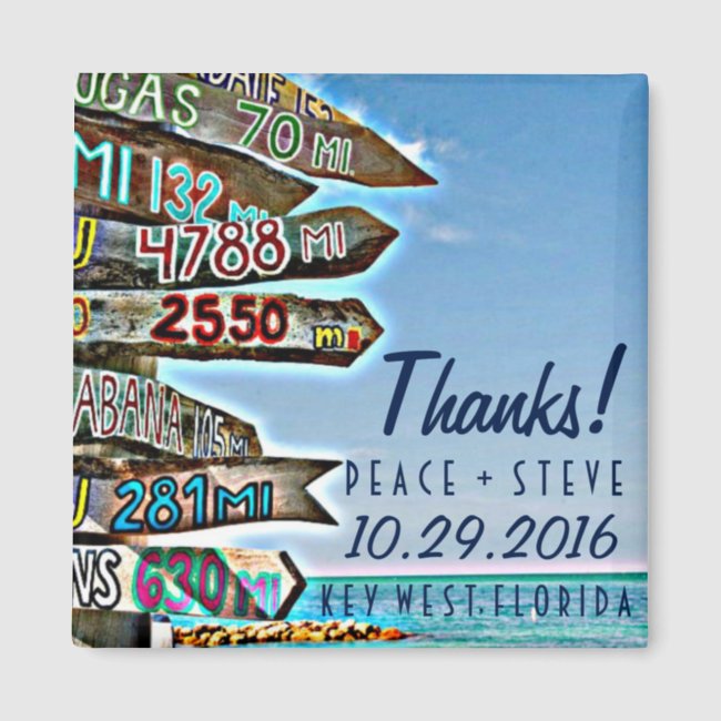 Key West Destination Wedding Favor Thanks Magnets