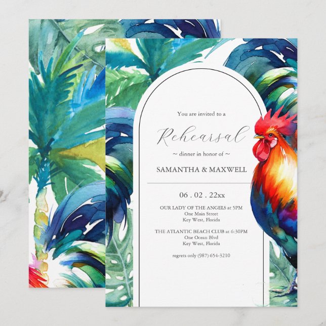 Key West Destination Wedding Rehearsal Dinner Invitation (Front/Back)