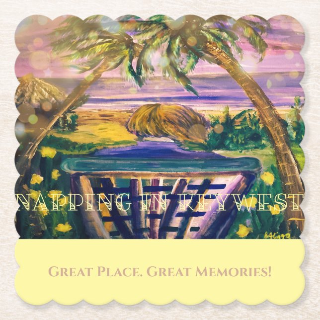Key West, FL Memory Tip of Travel Paper Coaster (Front)