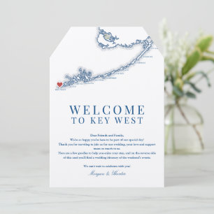 Key West FL Navy Blue Wedding Welcome Itinerary Thank You Card