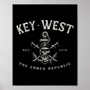 Key West Fl Rebel Pirate Boating Scuby Fishing Gea Poster