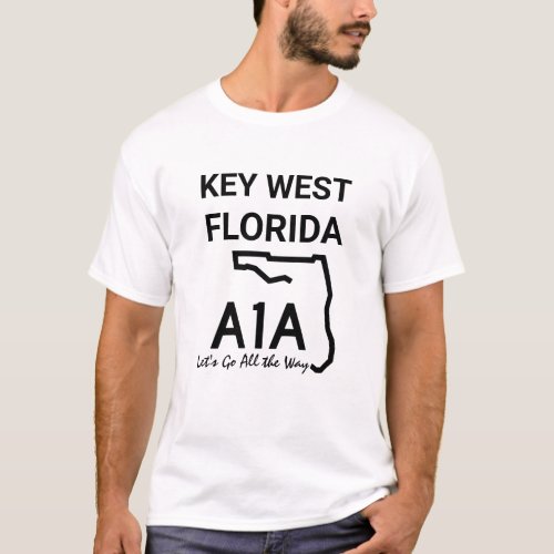 Key West Florida A1A Road Sign Beach Culture  T_Shirt