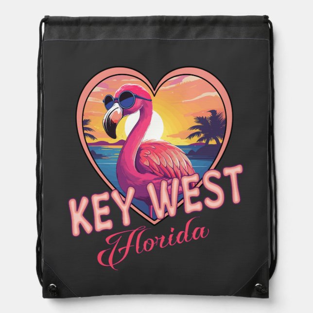 Key West Florida Beach Drawstring Bag (Front)