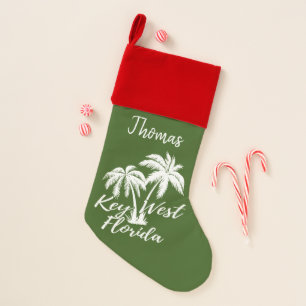 Key West Florida Beach Palm Trees Personalized Christmas Stocking