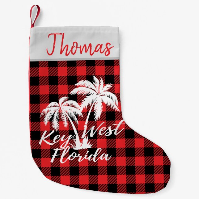 Key West Florida Beach Palm Trees Small Christmas Stocking (Front)