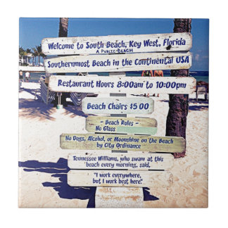 key west florida beach sign tile