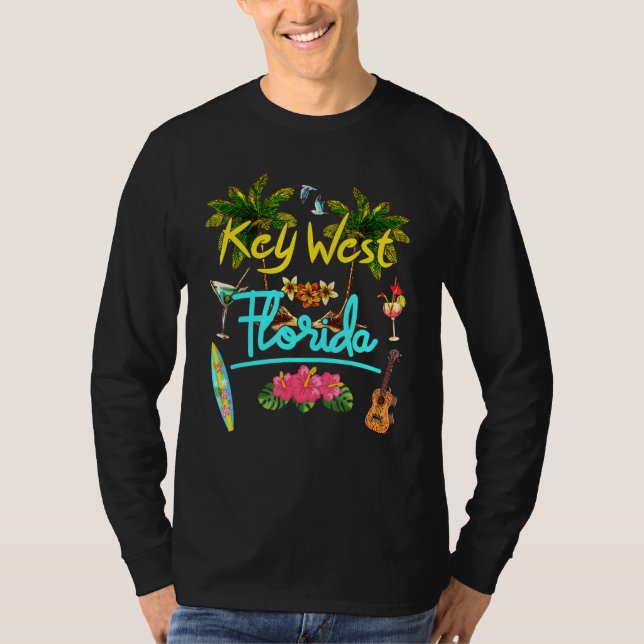 Key West Florida Beach Summer Palm Surf Sun Set Pa T-Shirt (Front)