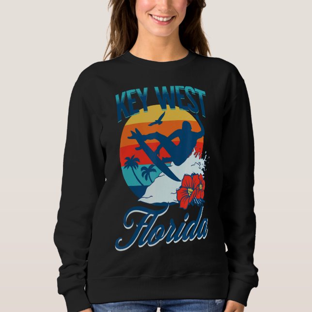 Key West Florida Beach Surfing Summer Vacation Sweatshirt (Front)