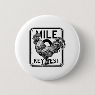 Key West Florida Chicken Retro Mile 0 Rooster Mile Button
