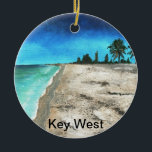 key west florida christmas ornament<br><div class="desc">Key West acrylic beach painting island summer ocean art tropical blue emerald seascape landscape prints and gifts florida fl keys</div>