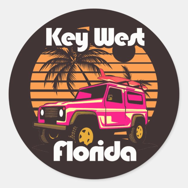 Key West Florida Classic Round Sticker (Front)