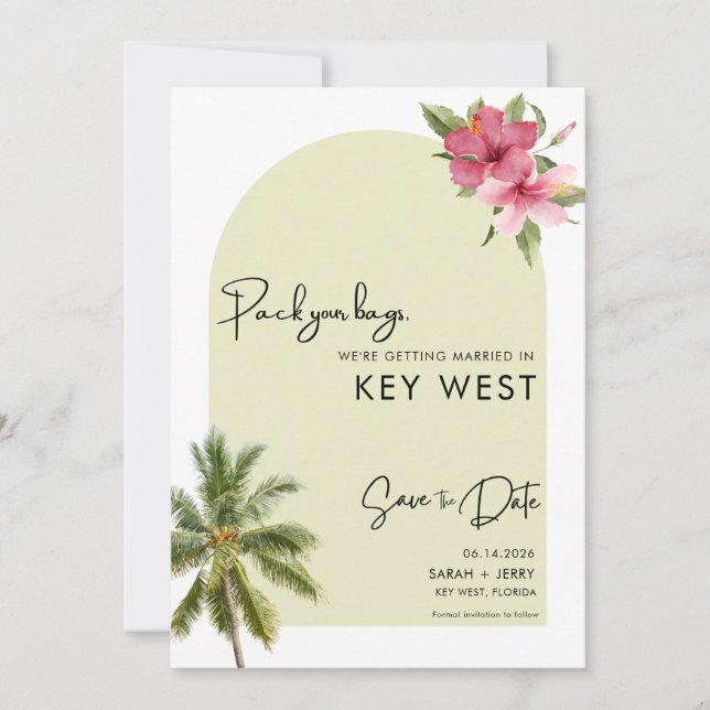 Key West Florida Destination Wedding Save The Date (Front)