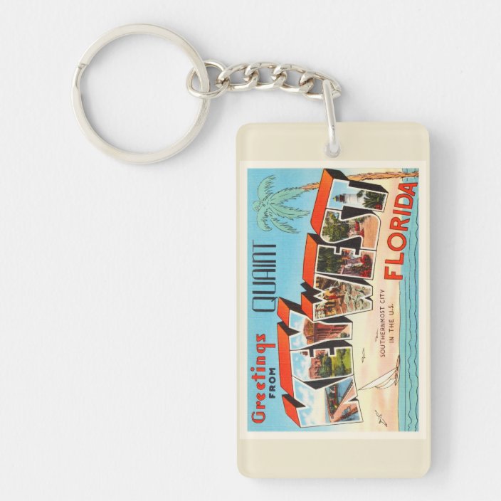 Key West Florida Souvenir Keychain - Metal Tourist Key Ring With Palm Tree & Lighthouse Design 1 thumbnail image