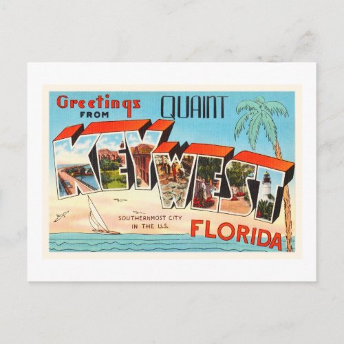 Key West Florida FL Old Vintage Travel Souvenir Postcard