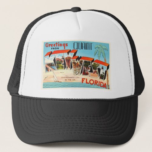 Key West Florida FL Old Vintage Travel Souvenir Trucker Hat