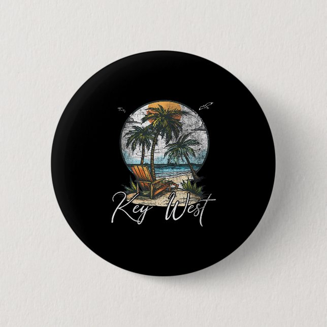 Key West Florida Fl Palm Trees  Button (Front)