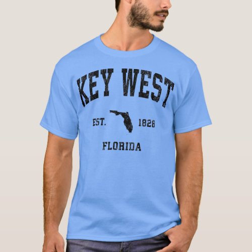 Key West Florida FL Vintage Athletic Black Sports  T_Shirt