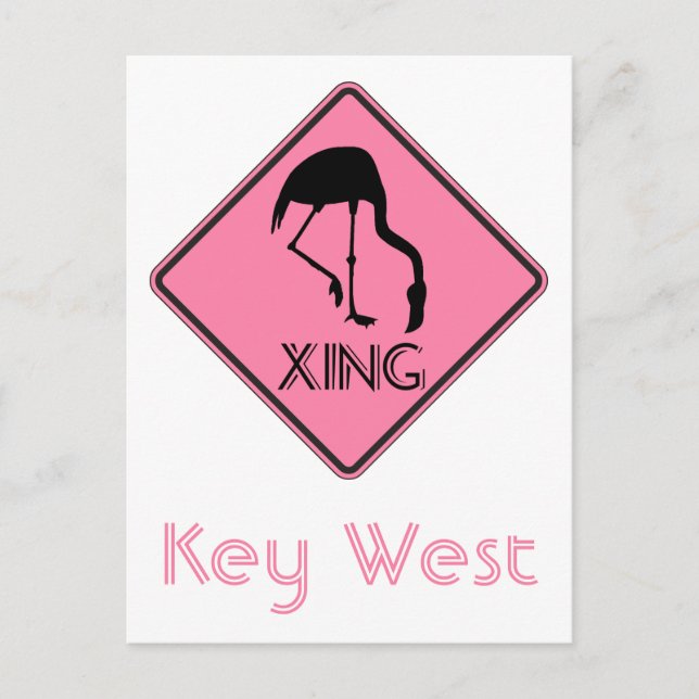 Key West Florida Flamingo Crossing Sign Postcard (Front)