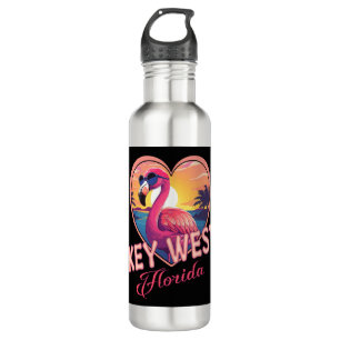 Key West Florida Flamingo Stainless Steel Water Bottle