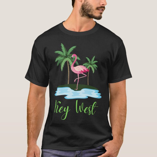 Key West Florida Flamingo Tropical Beach Vacation  T-Shirt (Front)