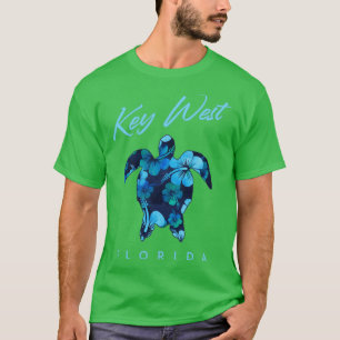 Key West Florida Hibiscus Flower Sea Turtle Lover T-Shirt