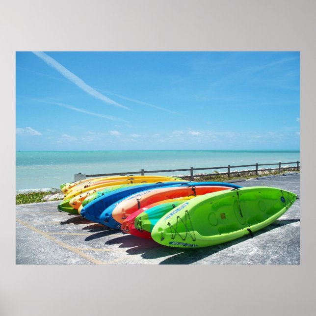 Key West Florida Kayaks colors Ocean Beach Poster (Front)