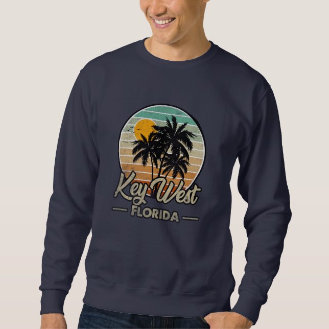 Key West Florida Keys Retro 70s Beach Vacation Sweatshirt (Front)