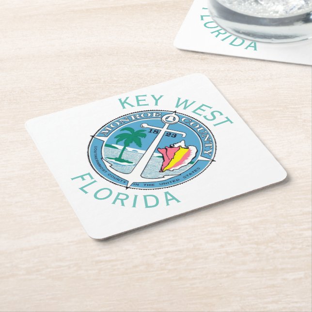 Key West - Florida Keys Square Paper Coaster (Angled)