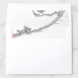 Key West Florida Map Elegant Black White Wedding Envelope Liner