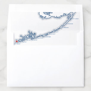 Key West Florida Map Elegant Navy Blue Wedding Envelope Liner