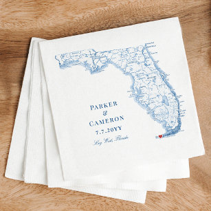 Key West Florida Map Elegant Wedding  Napkins
