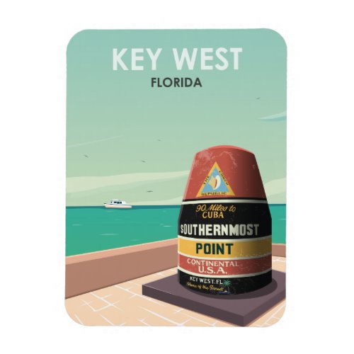 Key West Florida Mile Zero Vintage Travel Magnet