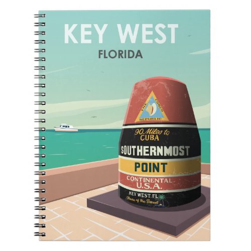 Key West Florida Mile Zero Vintage Travel Notebook