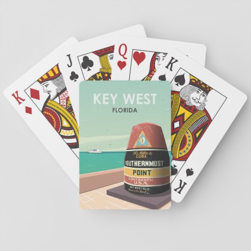 Key West Florida Mile Zero Vintage Travel Playing Cards