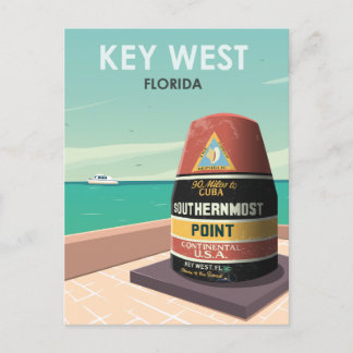 Key West Florida Mile Zero Vintage Travel Postcard