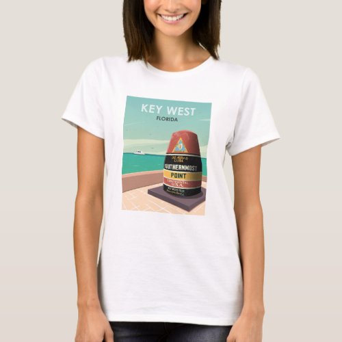 Key West Florida Mile Zero Vintage Travel T_Shirt