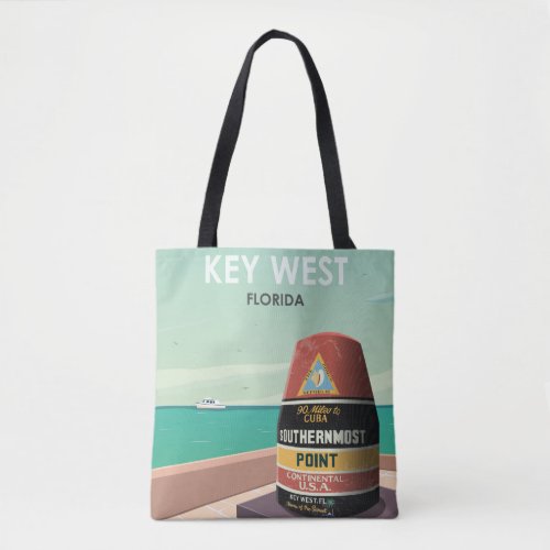 Key West Florida Mile Zero Vintage Travel Tote Bag
