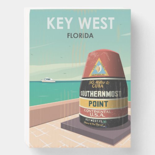 Key West Florida Mile Zero Vintage Travel Wooden Box Sign